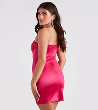 Va Voom Satin Rhine Strap Dress