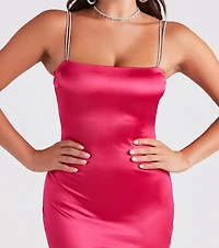 Va Voom Satin Rhine Strap Dress