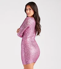 Cut To Perfection Sequin Rhinestone Button Dress