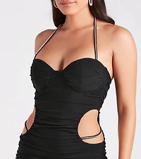 Late Night Mesh Rhinestone Dress