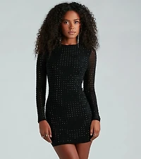 Step Up The Shine Studded Rhinestone Mini Dress