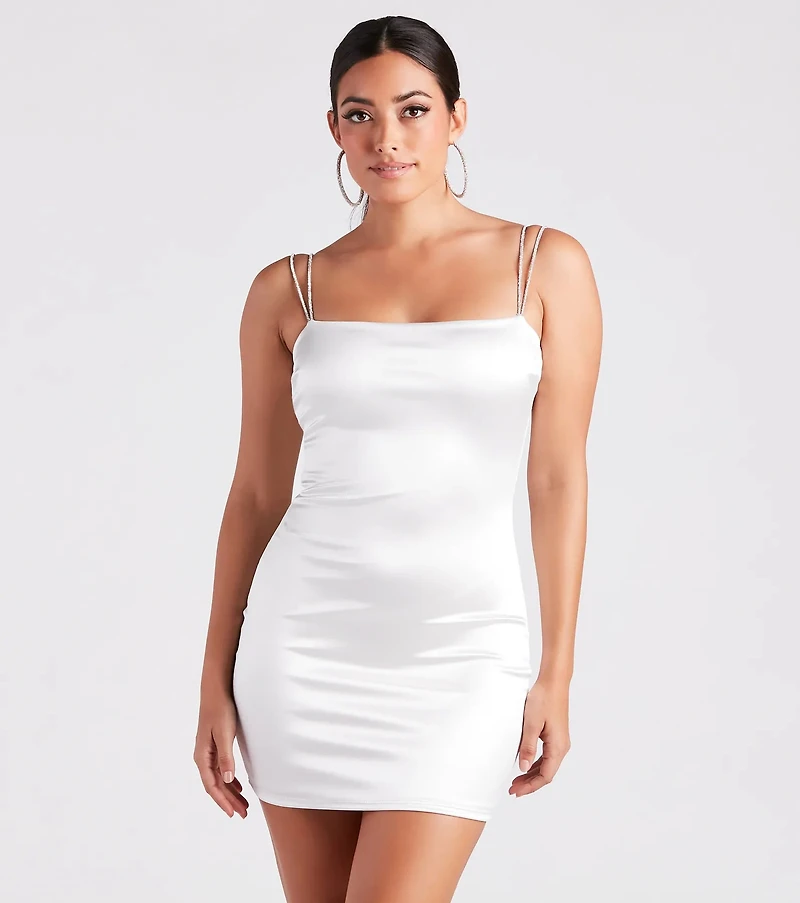 Va Voom Satin Rhine Strap Dress
