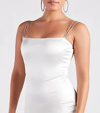 Va Voom Satin Rhine Strap Dress