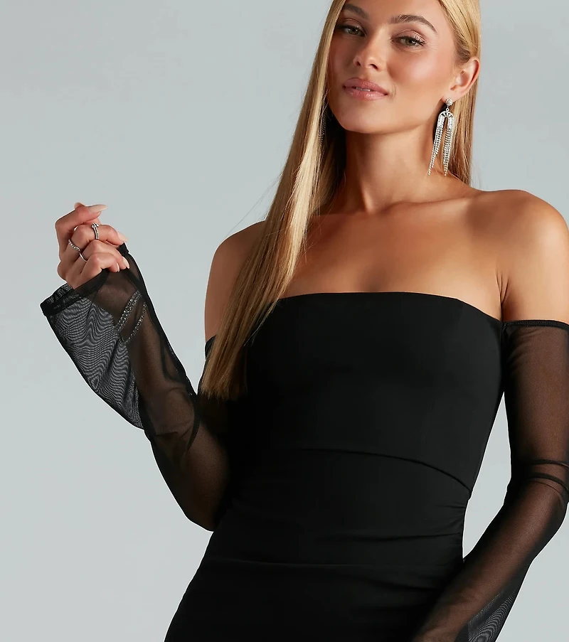 Timeless Style Crepe Off The Shoulder Dress