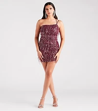 Shake It Up Sequin Fringe Mini Dress