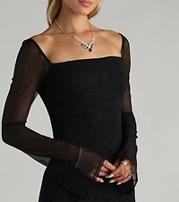 Shining Gem Glitter Long Sleeve Mini Dress