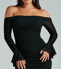Belle Of The Party Mesh Off-The-Shoulder Dress