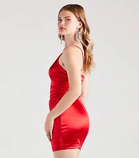 Chic Silhouette Satin Bodycon Mini Dress