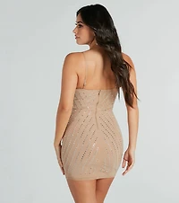 Dripping Glam Rhinestone Bodycon Mini Dress