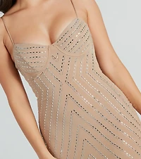 Dripping Glam Rhinestone Bodycon Mini Dress