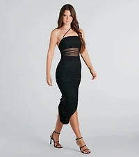 A-List Curves Mesh Bodycon Midi Dress