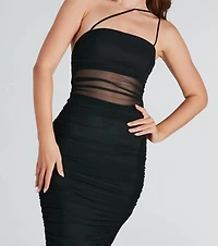 A-List Curves Mesh Bodycon Midi Dress