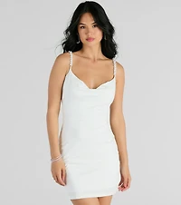 Reason To Celebrate Faux Pearl Strap Mini Dress