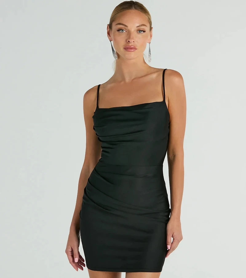 Flawless Allure Cowl Neck Bodycon Mini Dress