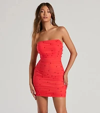 Enhance Your Chic Strapless Faux Pearl Mini Dress