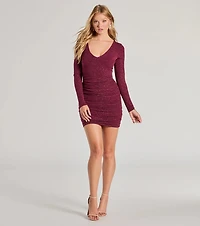 Perfect Shine Glitter Knit Long Sleeve Mini Dress