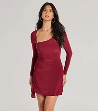 Flirty Vibe Long Sleeve Asymmetric Mini Dress