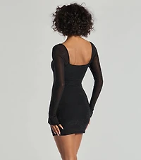 Spark Up The Glam Rhinestone Long Sleeve Mini Dress