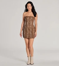 Western Baddie Strapless Lace-Up Mini Dress