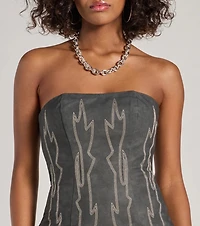 Western Baddie Strapless Lace-Up Mini Dress