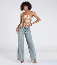 Hiss And Tell Snake Print Mesh Crop Top