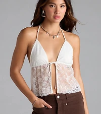 Unforgettable Babe Sheer Lace Crop Top