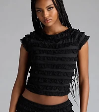 Summer Spice Lace-Up Ruffle Crop Top