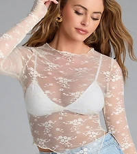 Sweetest Allure Floral Lace Long Sleeve Top