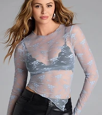 Sweetest Allure Floral Lace Long Sleeve Top