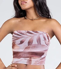 Tropical Energy Strapless Crop Top