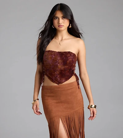 Romantic Nights Lace-Up Paisley Corset Top