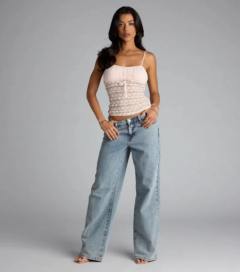 Sweet Talk Bow Lace Cami Top