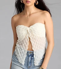 Hot To Go Strapless Slit Crop Top