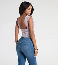 Taking The Plunge Floral Mesh Crop Top