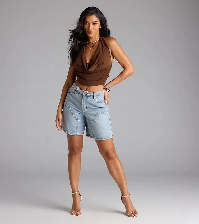 Take The Plunge Sleeveless Halter Crop Top