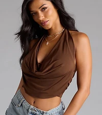 Take The Plunge Sleeveless Halter Crop Top