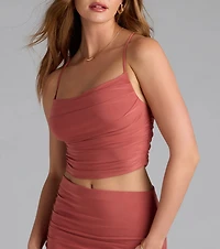 Always Happy Hour Cowl Neck Crop Top
