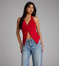 Routinely Cute Halter Knot Crop Top