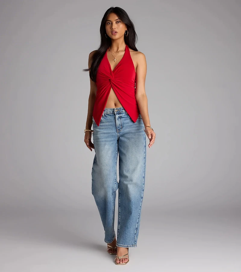 Routinely Cute Halter Knot Crop Top