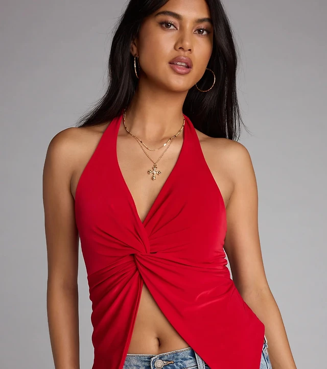Routinely Cute Halter Knot Crop Top