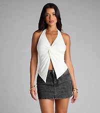 Routinely Cute Halter Knot Crop Top