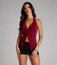 Routinely Cute Halter Knot Crop Top