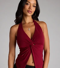 Routinely Cute Halter Knot Crop Top