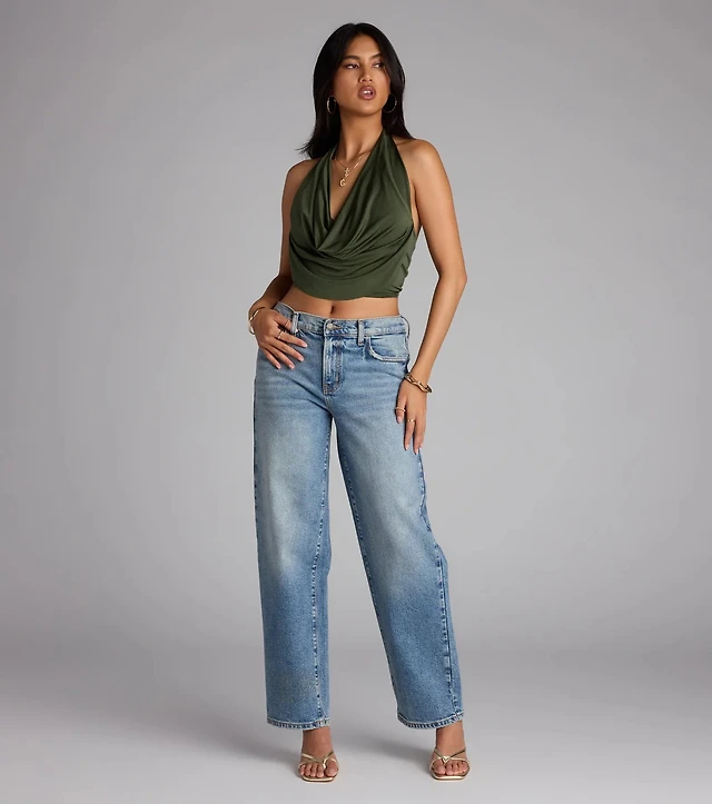 Take The Plunge Sleeveless Halter Crop Top
