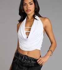 Sultry Sweet Cowl Neck Crop Top