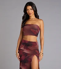 Blooming Allure Floral Mesh Cutout Tube Top