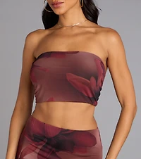 Blooming Allure Floral Mesh Cutout Tube Top