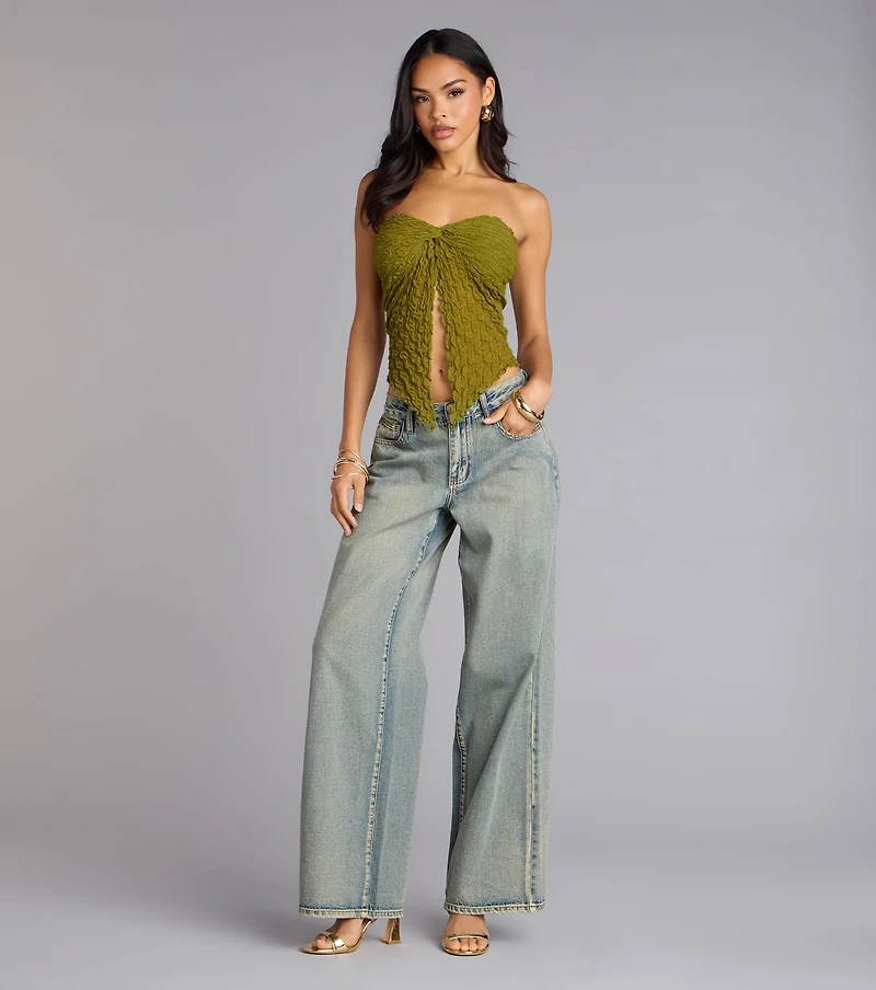 Hot To Go Strapless Slit Crop Top
