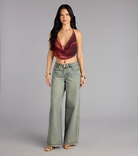 Bold Flow Cowl Halter Crop Top