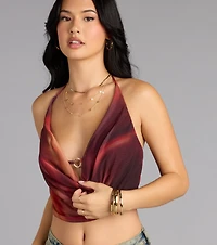 Bold Flow Cowl Halter Crop Top